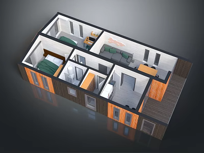 Pet Friendly Home Interior With Cozy Rooms For Dogs And Cats 3d model