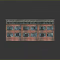 Industrial Red Brick Building With Multiple Windows And Flat Roof Design 3d model