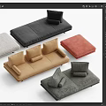 Modern Upholstered Sofas In Various Colors With Plush Cushions And Different Designs 3d model