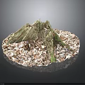 Natural Plant Tree Stump Decor With Dried Leaves On Circular Base 3d model