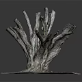 Natural Wooden Stump Decorative Art With Intricate Roots And Soil Grass Base