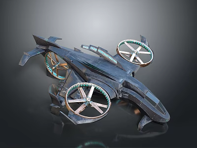 Advanced Futuristic Flying Vehicle With Multiple Rotors Sleek Design And Metallic Body 3d model