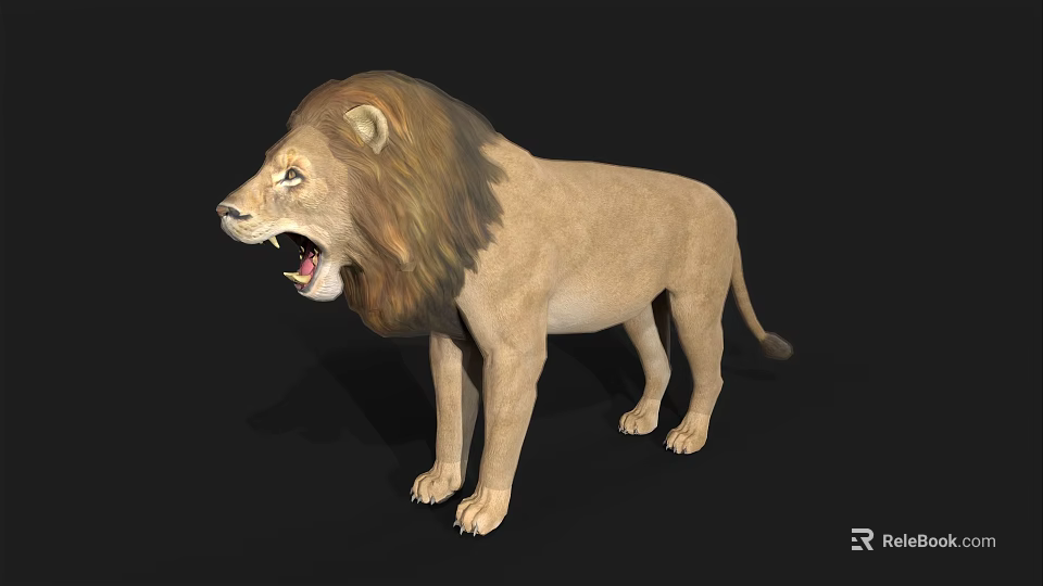 Realistic Roaring Lion 3D Model With Detailed Mane And Open Mouth 3d model 