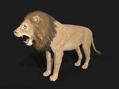 Realistic Roaring Lion 3D Model With Detailed Mane And Open Mouth 3d model
