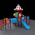 Colorful Playground Equipment with Red Blue Slides and Safe Stairs for Kids Outdoor Fun