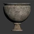 Intricately Carved Stone Garden Ornament Bowl With Decorative Patterns And Base