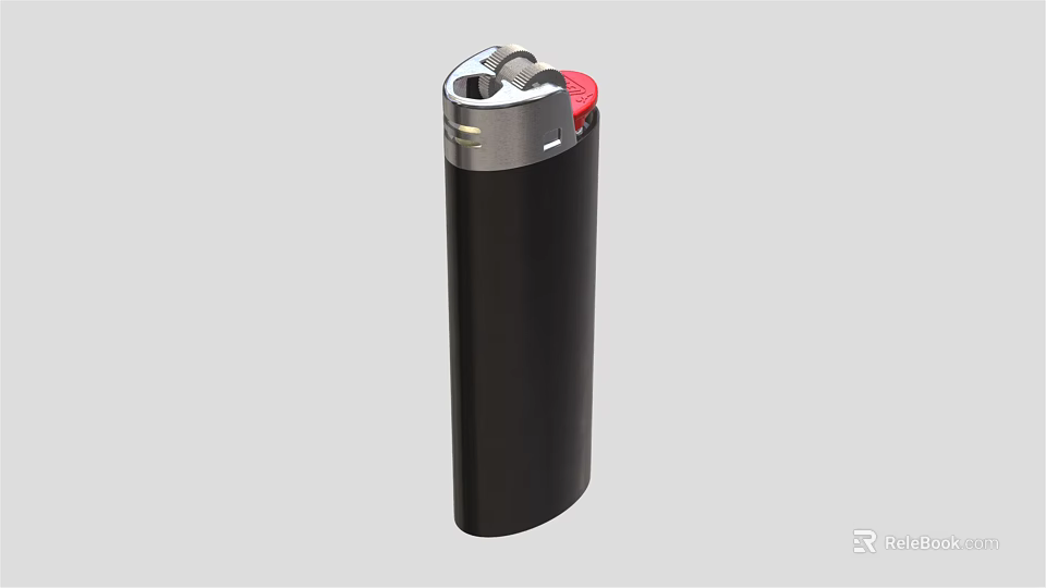 Black Lighter With Silver Top Red Button And Sleek Design 3d model