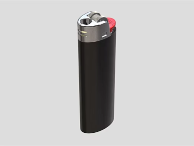 Black Lighter With Silver Top Red Button And Sleek Design 3d model