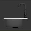 Modern Kitchen Sink Square Single Bowl With Matte Black Faucet Minimalist Design