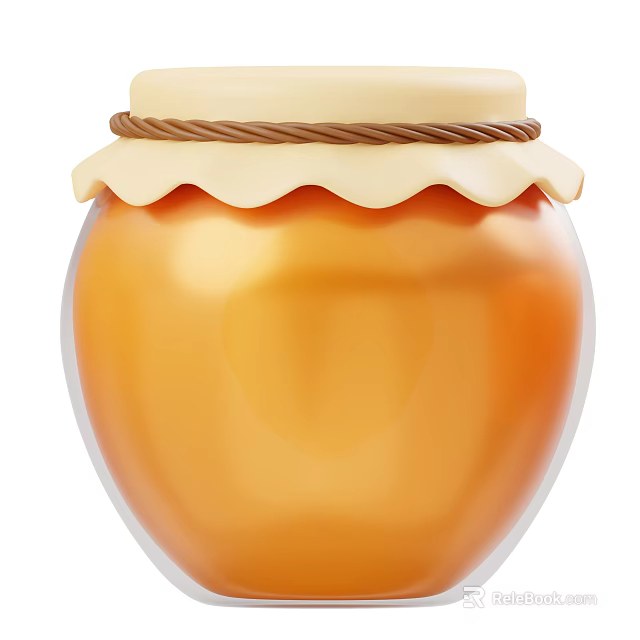 Orange Honey Jar With Beige Scalloped Lid And Brown Rope Decoration For Kitchen 3d model 