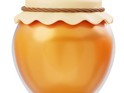 Orange Honey Jar With Beige Scalloped Lid And Brown Rope Decoration For Kitchen 3d model