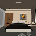 Modern Bedroom Interior Design With Comfortable Bed Artwork And Pendant Lighting 3d model