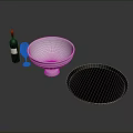 Appetizing Food Serving With Wine Bottle Glass Silver Bowl And Black Tray Setup