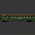 Vintage Green and Brown Train Model With Multiple Windows and Reflective Surface 3d model