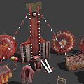 Vintage Amusement Equipment With Old Fashioned Carousel Parts Game Booths And Metal Decorations