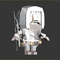 Low Poly 3D Cartoon Character Design Of Hooded Bearded Adventurer With Backpack And Belt