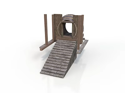 Wooden Architectural Structure With Steps Archway And Frame Design Elements 3d model