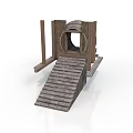 Wooden Architectural Structure With Steps Archway And Frame Design Elements