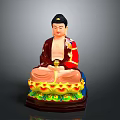 Exquisite Hand Carved Buddha Sculpture With Colorful Lotus Base And Sitting Posture