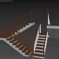 Staircase with Wooden Handrails and Steps in Modern Design with White Walls and Wooden Flooring