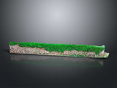 Lush Green Flower Plants With Stone Base In Garden Landscape Design 3d model