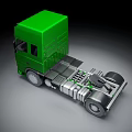 Modern Green Truck Cab Exterior With Sleek Design And Shiny Surface