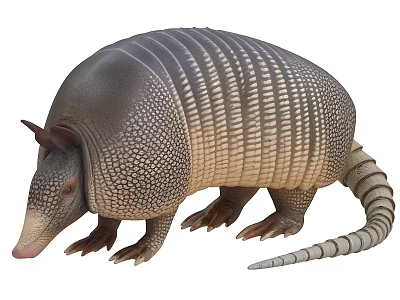 Detailed Armadillo Figure With Armored Shell Scales Small Head And Long Tail 3d model