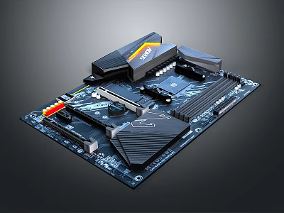 ASUS Gaming Motherboard High Performance Circuit Design With Heat Sinks And Expansion Slots 3d model