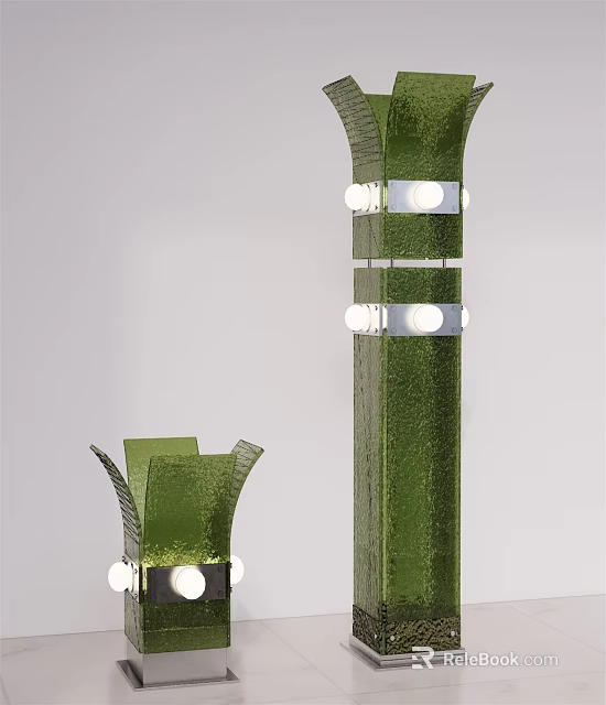 Modern Green Lighting Combination With Decorative Structure And Multiple White Bulbs 3d model