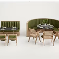 Public Chairs With Green Upholstery Wooden Frame And Curved Booths For Restaurant Seating