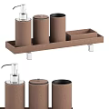 Elegant Brown Bathroom Accessories Set With Soap Dispenser Toothbrush Holder And Tray