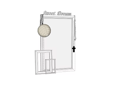 Elegant Mirror with Smart Dream Text Photo Frames Spherical Ornament and Cross Pendant 3d model
