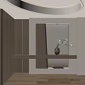 Elegant Entryway Hallway With Wooden Walls Ambient Lighting Mirror And Vase