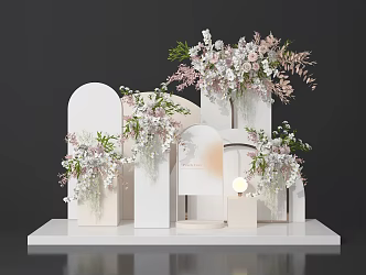 Modern Mei Chen Floral Combination Wedding Mei Chen Wedding Photo Wall Wedding Wall Floral Wall Floral Flower Window Flower 3d model