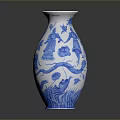 Blue And White Sculpted Ceramic Vase Featuring Intricate Carved Patterns And Artistic Style