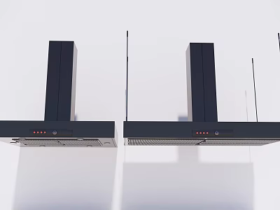 Double Sleek Black Modern Kitchen Range Hoods As Contemporary Appliances 3d model