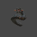 Fiery Lava Rock Game Movie Character with Glowing Tentacles and Flame Effects