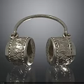 Vintage Silver Decorative Earrings With Round Pendants And Engraved Patterns
