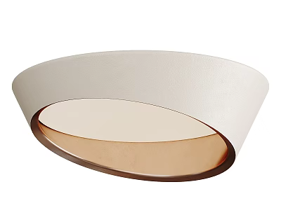 Modern Round Ceiling Light With White Shade And Copper Accent Design 3d model