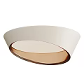Modern Round Ceiling Light With White Shade And Copper Accent Design