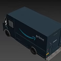 Dark Blue Amazon Prime Delivery Van With Brand Logo And Service Exterior