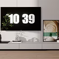 Modern Living Room TV Stand Interior Design With TV Decorative Painting And Vase