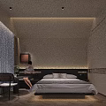 Modern Elegant Hotel Guest Room With Seating Area Potted Plant Decorative Painting And TV