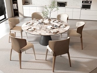 Modern Minotti Dining Table and Chair Combination 3d model