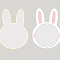 Rabbit Shaped Mirrors With Pink Ears White Frame Wall Mounted Room Reflection 3d model