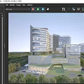 Modern Multi Story Office Building With Greenery Covered Exterior Near River and Lush Urban Surroundings