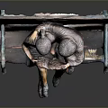 Two Young Men Sitting On Wooden Bench Reading Book Together In Bronze Sculpture