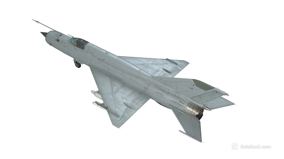Gray Military Fighter Jet with Aerodynamic Design Wings Cockpit Tail and Missile Mounts 3d model 