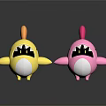 Yellow And Pink Cartoon Shark Dolls With Big Mouths Sharp Teeth Orange Fins White Bellies