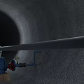 Construction Site Underground Pipe Installation With Valves Equipment And Tunnel Wall